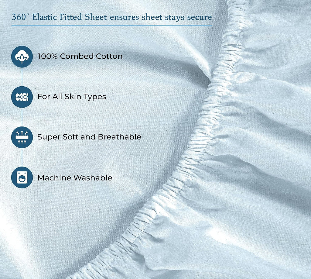 Royalelinens ROYALE LINENS 400 Thread Count 100% American Grown Cotton 4 Piece Sateen King Sheet Set - 1 Fitted Sheet, 1 Flat Sheet, 2 Pill…