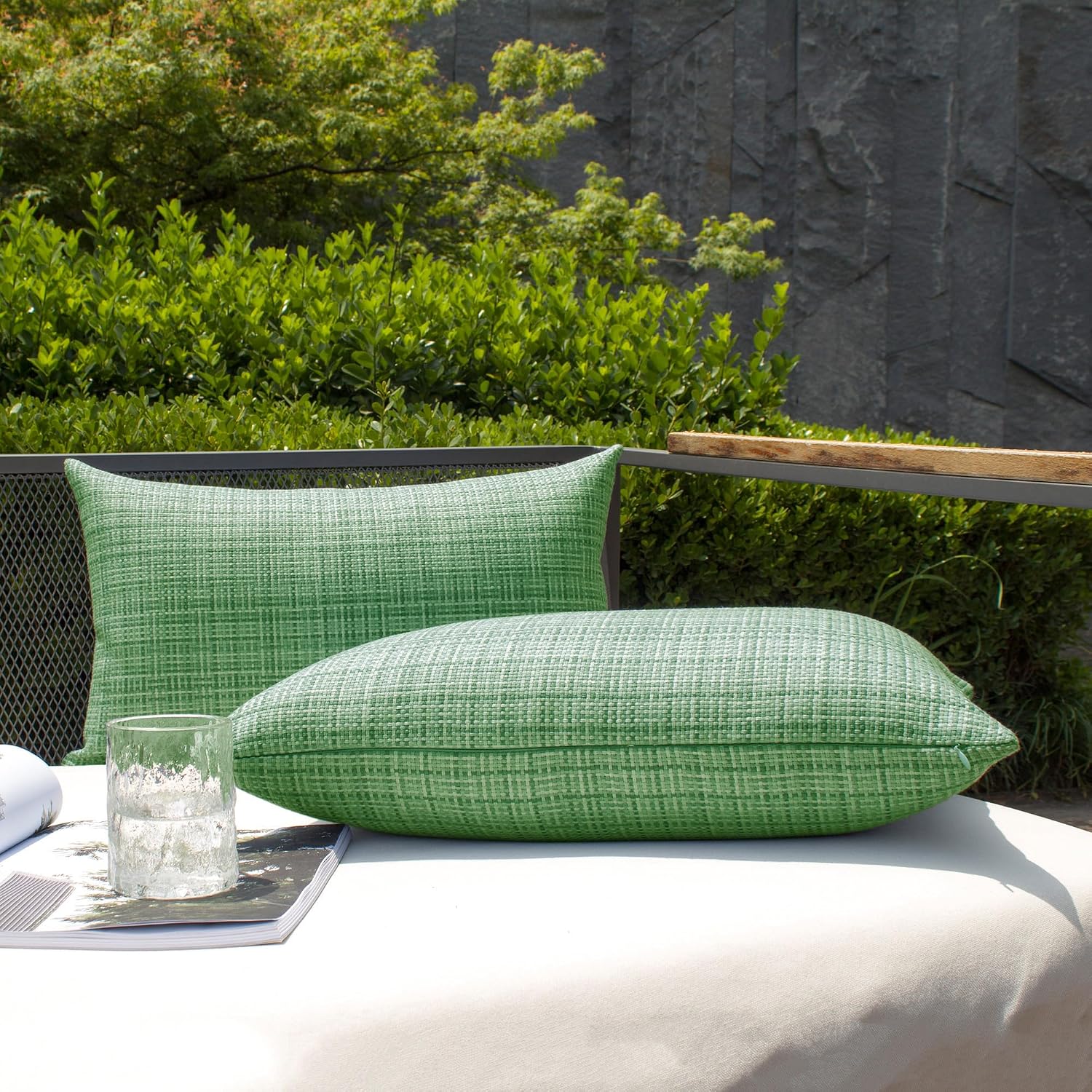 Kevin Textile Pack of 2 Spring Decorative Outdoor Waterproof Pillow Covers Garden Cushion Sham Throw Pillowcase Shell for Patio Tent…