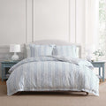 MarthaStewart Martha Stewart - Queen Duvet Cover Set, 100% Smooth & Silky Sateen Cotton Bedding, 3 Piece Striped Bedding with Matching Pill…