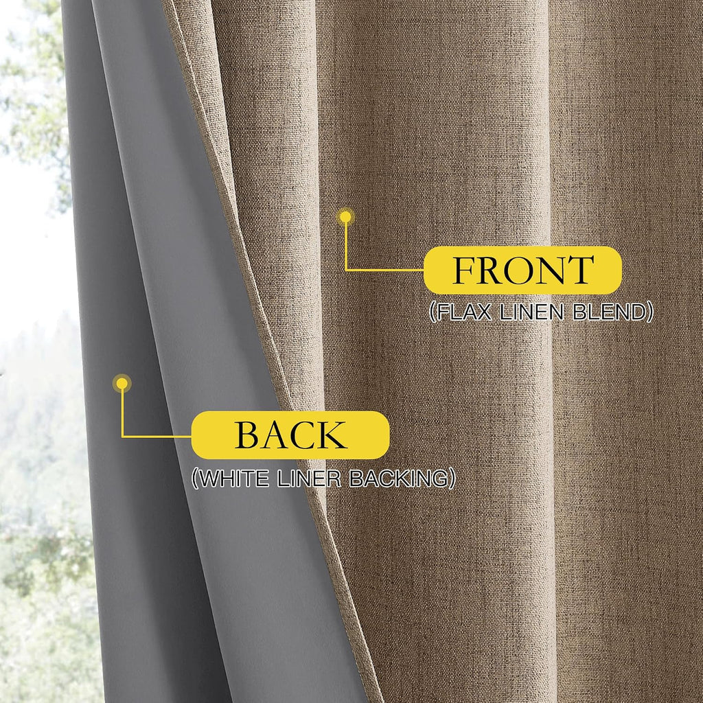 NICETOWN Burlap Vintage Open Linen Weave Flax Thermal Curtains, 100% Blackout Curtains 45" Long for Dining Room, Soundproof Window…