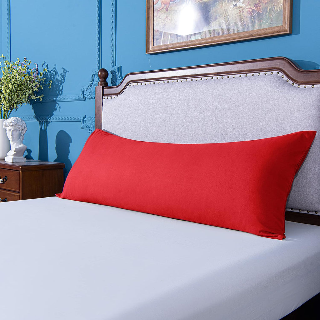 Ntbay Body Pillowcase - Brushed Microfiber 20x54 Pillowcase - Soft, Wrinkle-Free, Fade-Resistant, Stain-Resistant, Red Body Pillow Cover wi…