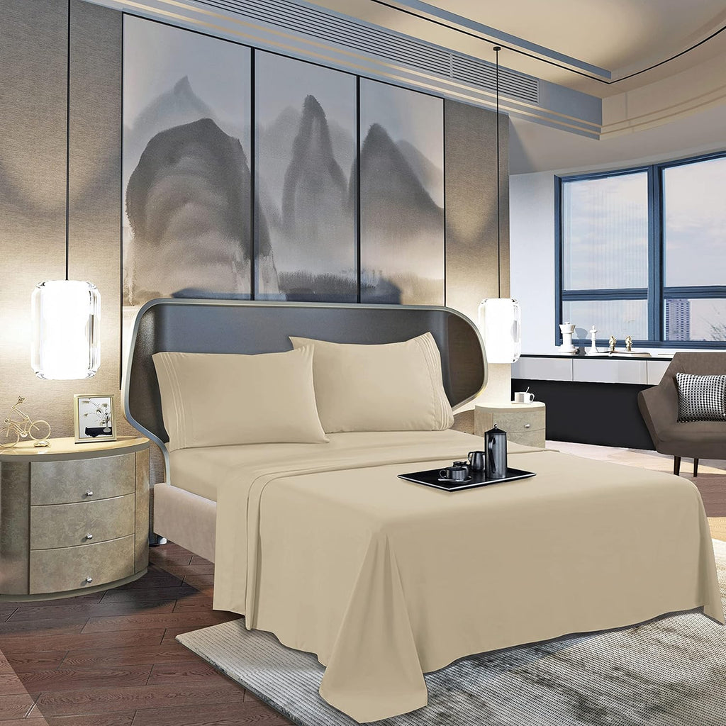 MocassiLuxuryBedding Mocassi Full Sheet Set - Luxury Hotel 1800 Premier Bedding Sheets & Pillowcases - Ultra Soft Breathable & Cooling Bed…
