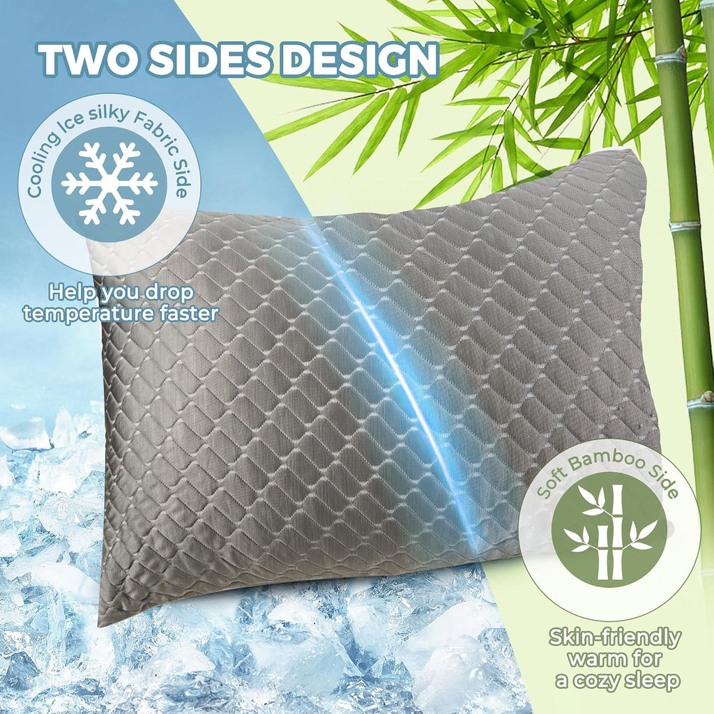 Wolki Queen Size Pillows Set of 2 Shredded Memory Foam Pillows 2 Pack, Adjustable Cooling Pillow for Side Sleepers, Back, Stomach, Hot Slee…