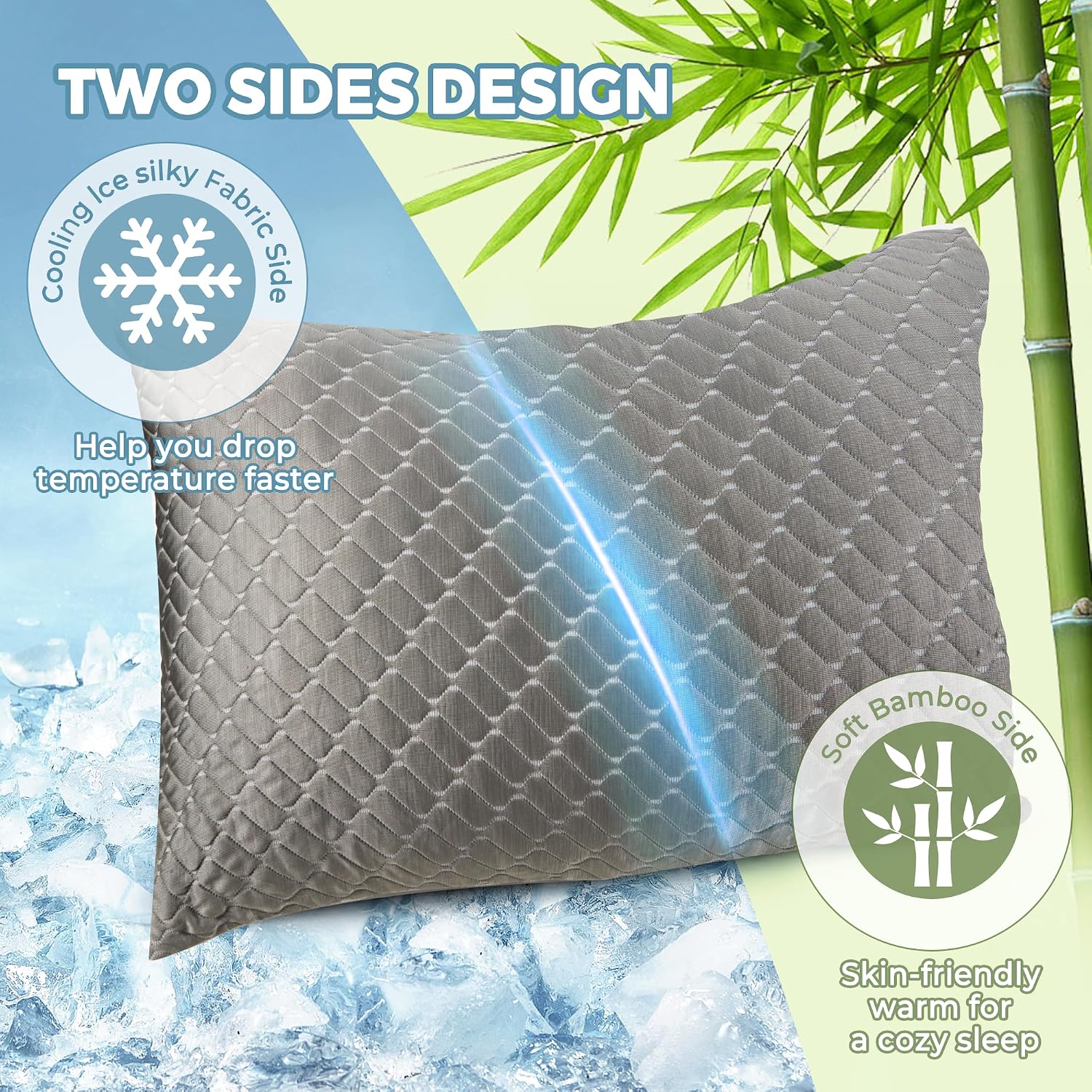 Wolki Queen Size Pillows Set of 2 Shredded Memory Foam Pillows 2 Pack, Adjustable Cooling Pillow for Side Sleepers, Back, Stomach, Hot Slee…