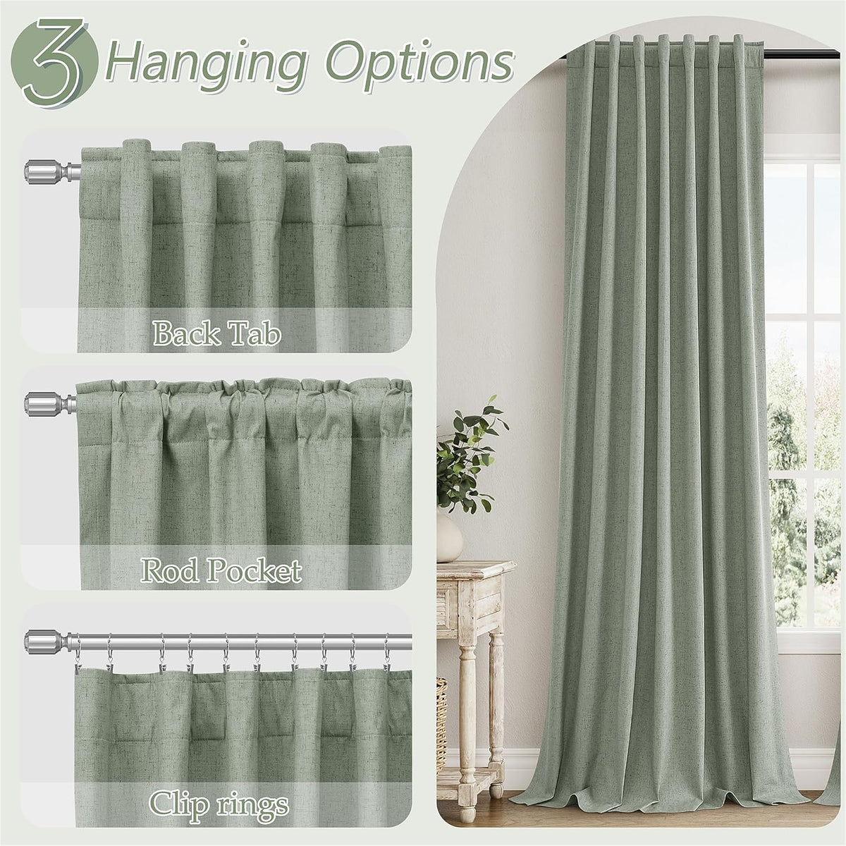 Guken 100% Blackout Curtains 100 Inch Length 2 Panels Set for Living Room Bedroom Back Tab Thermal Insulated Black Out Linen Drapes Room Da…