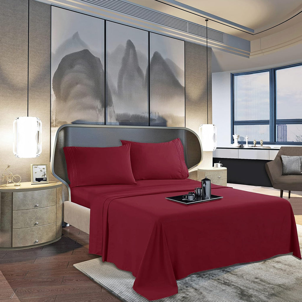 MocassiLuxuryBedding Mocassi Queen Sheet Set - Luxury Hotel 1800 Premier Bedding Sheets & Pillowcases - Ultra Soft Breathable & Cooling Bed…