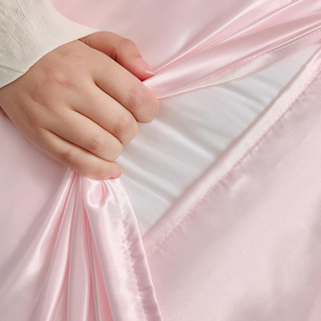 HommxJF Blush Pink Satin Pillowcase Queen Size Set of 2 for Hair and Skin, Blush Pink Silk Pillowcase Breathable Pillowcase with Envelope C…