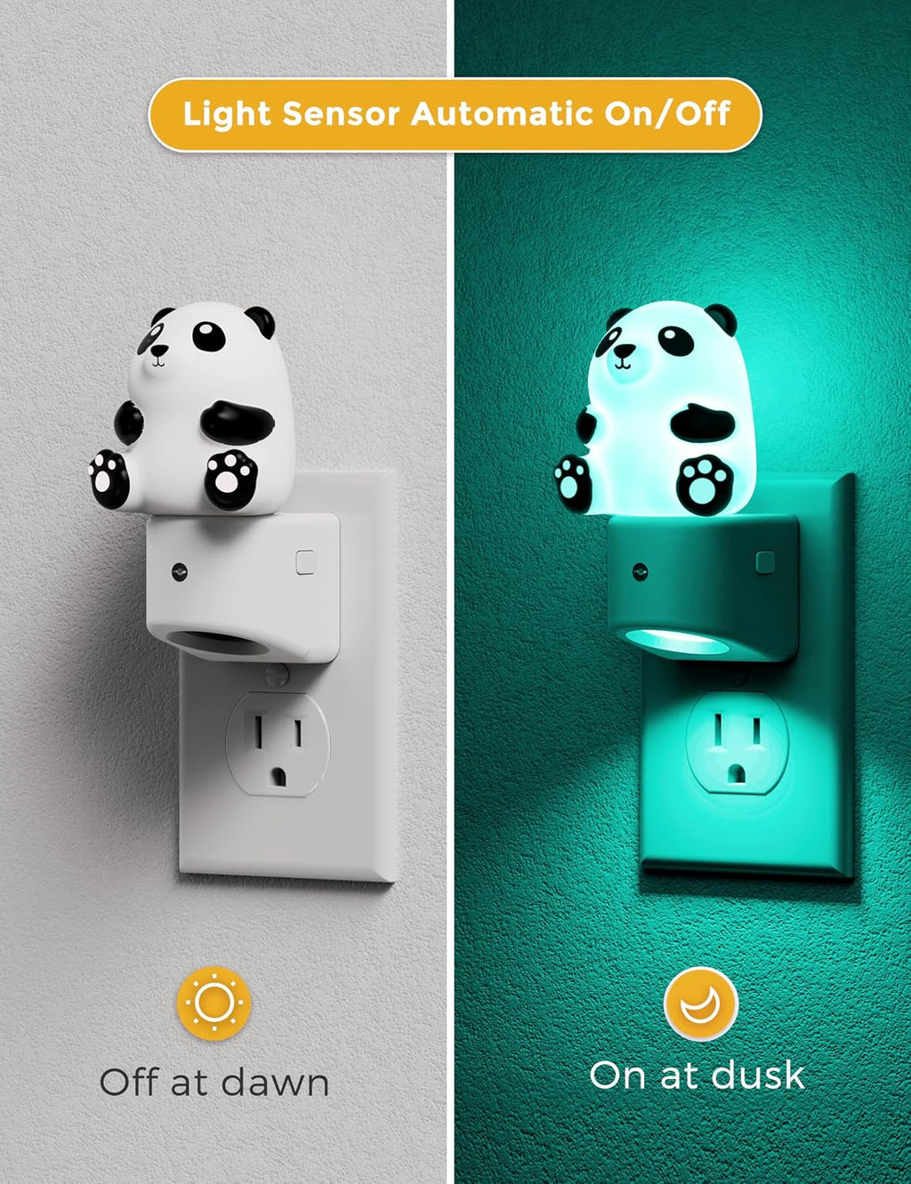 L LOHAS LED Night Light for Kids, 3D Panda Night Light Plug in, Dusk to Dawn Nursery Night Lights, RGB+Soft White 3000K, 3 Lighting…