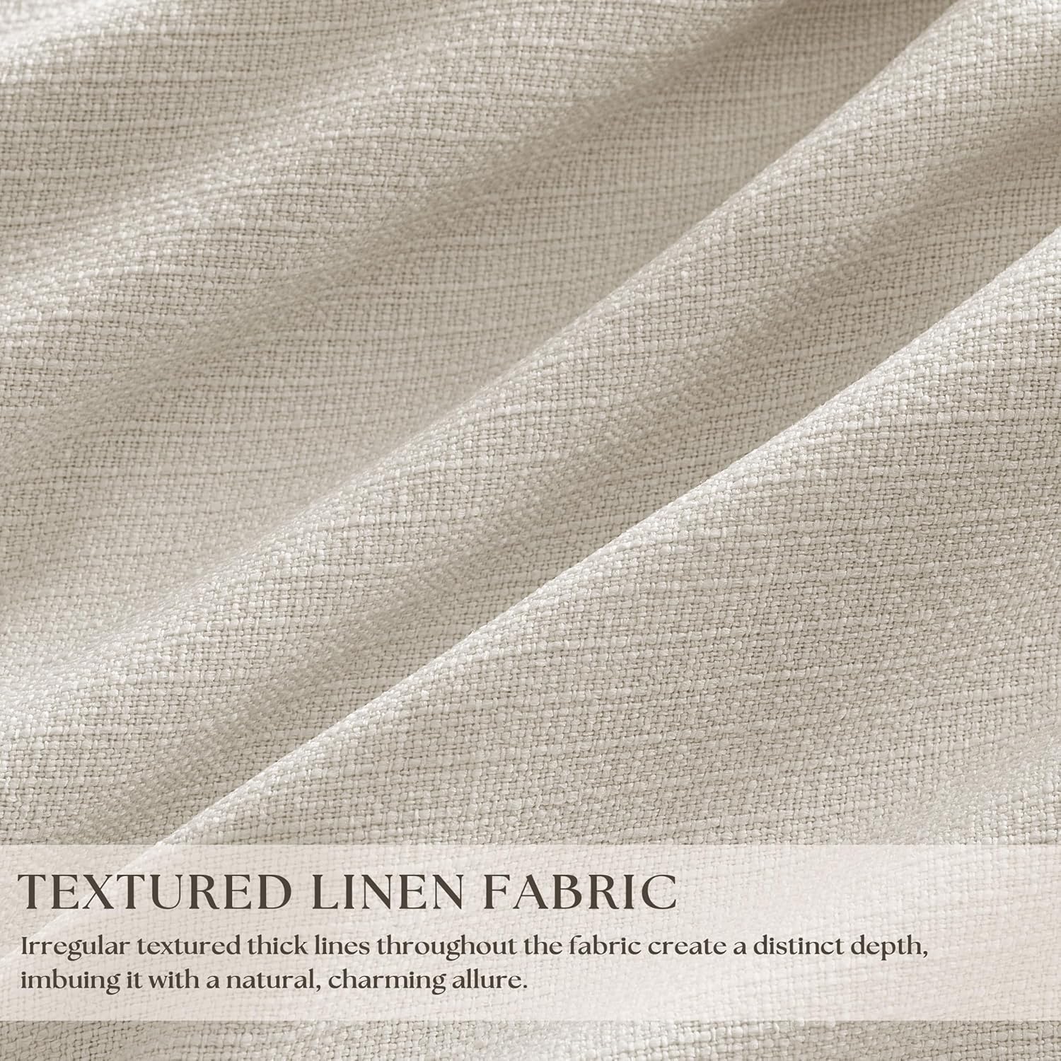 100% Blackout Linen 126 Inch Curtains 2 Panel Set for Bedroom Modern Pinch Pleated Natural Linen Beige White Insulated Heavy Curtain 40 x…