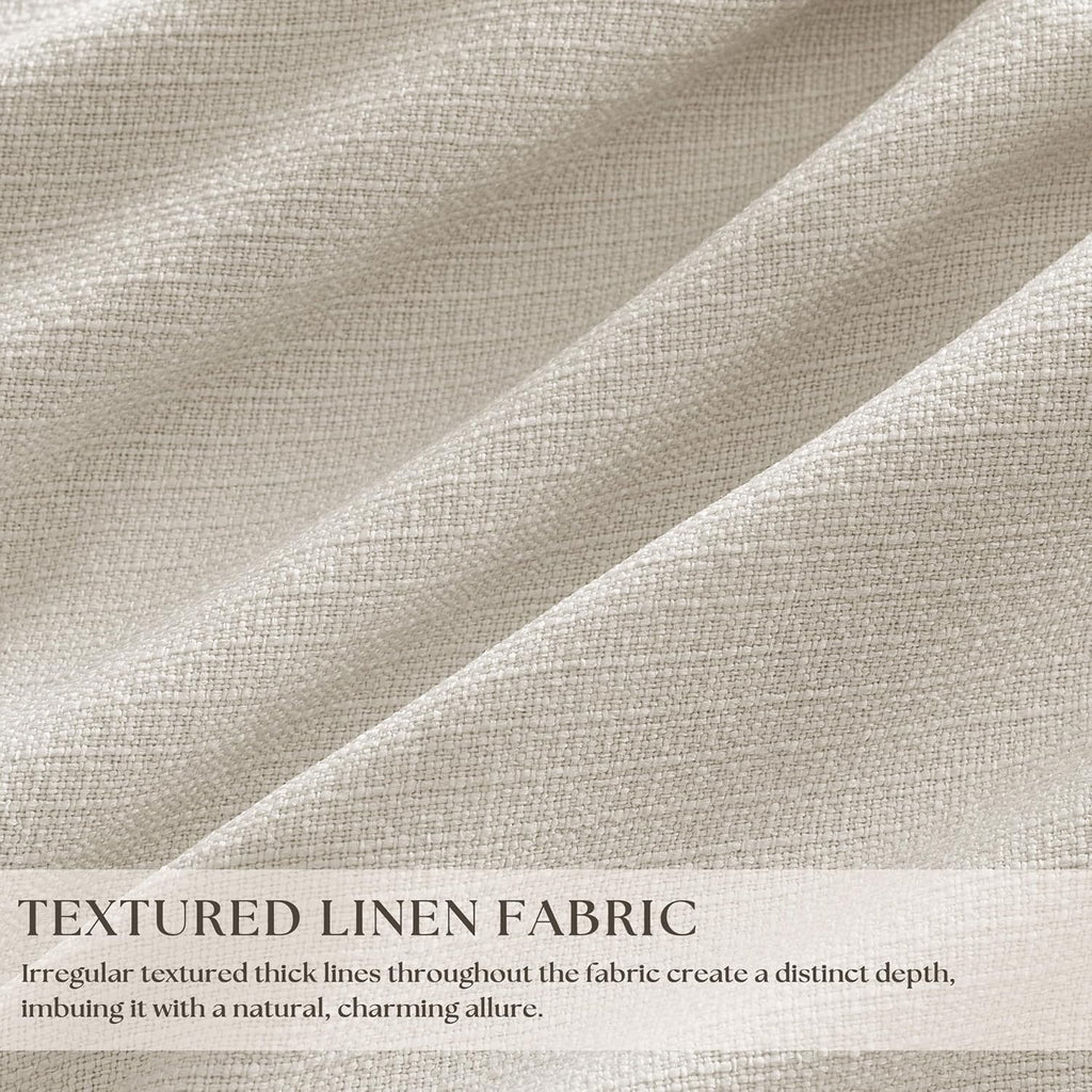 Twodrapes Pinch Pleat Extra Long 120 Inch Blackout Curtains for Living Room 2 Panels Set 100% Black Out Flax Burlap Natural Beige Cream Whi…
