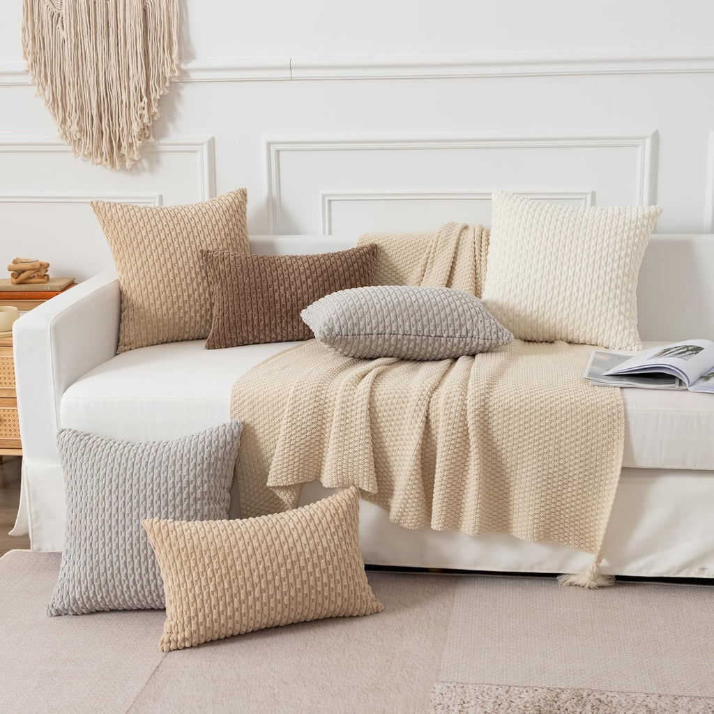 KevinTextile Kevin Textile 12x20 Inch Pillow Cover 1 Pack Boho Decorative Soft Striped Corduroy Lumbar Farmhouse Solid Color Accent Rectang…