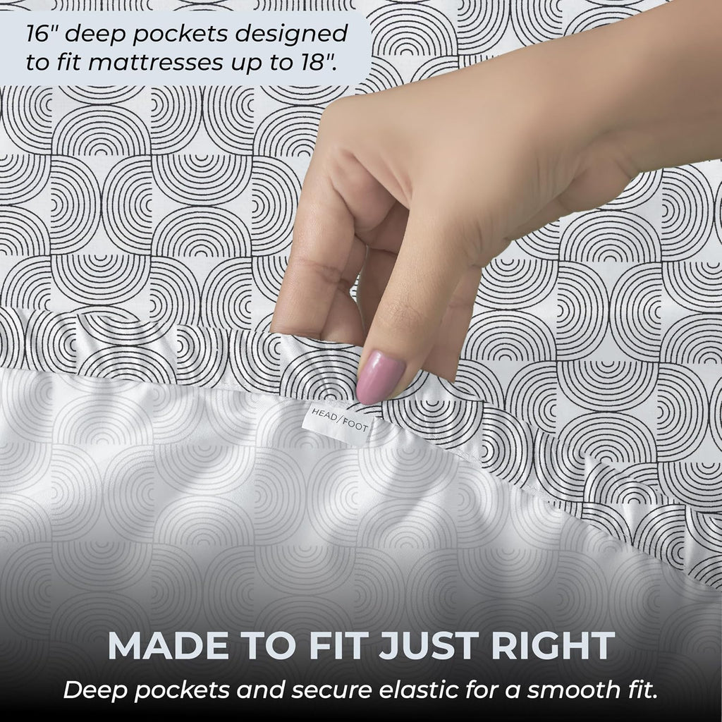 Full Size Fitted Sheet with 18" Deep Pockets, Flat Sheet - Percale Weave Natural - Breathable 100% Cotton Bedding, 1 Fitted Sheet + 1…