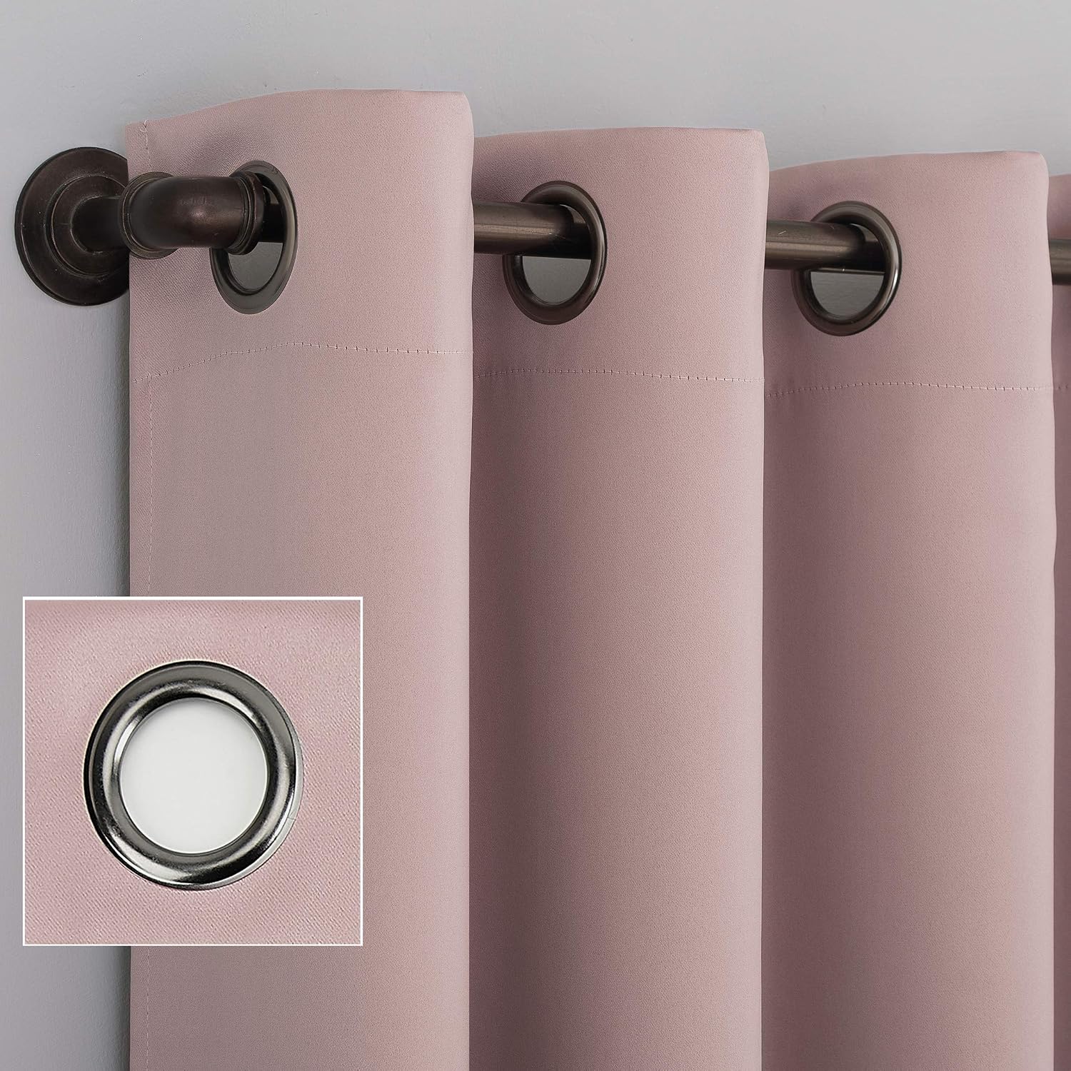 Sun Zero Nordic 2-pack Theater Grade Extreme 100% Blackout Grommet Curtain Panel Pair, 52" x 96", Blush
