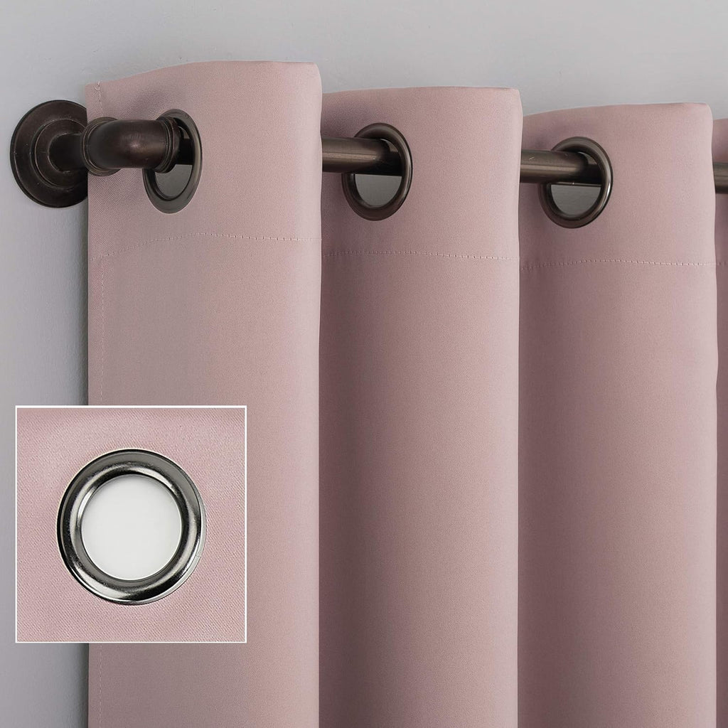Sun Zero Nordic 2-pack Theater Grade Extreme 100% Blackout Grommet Curtain Panel Pair, 52" x 63", Blush Pink