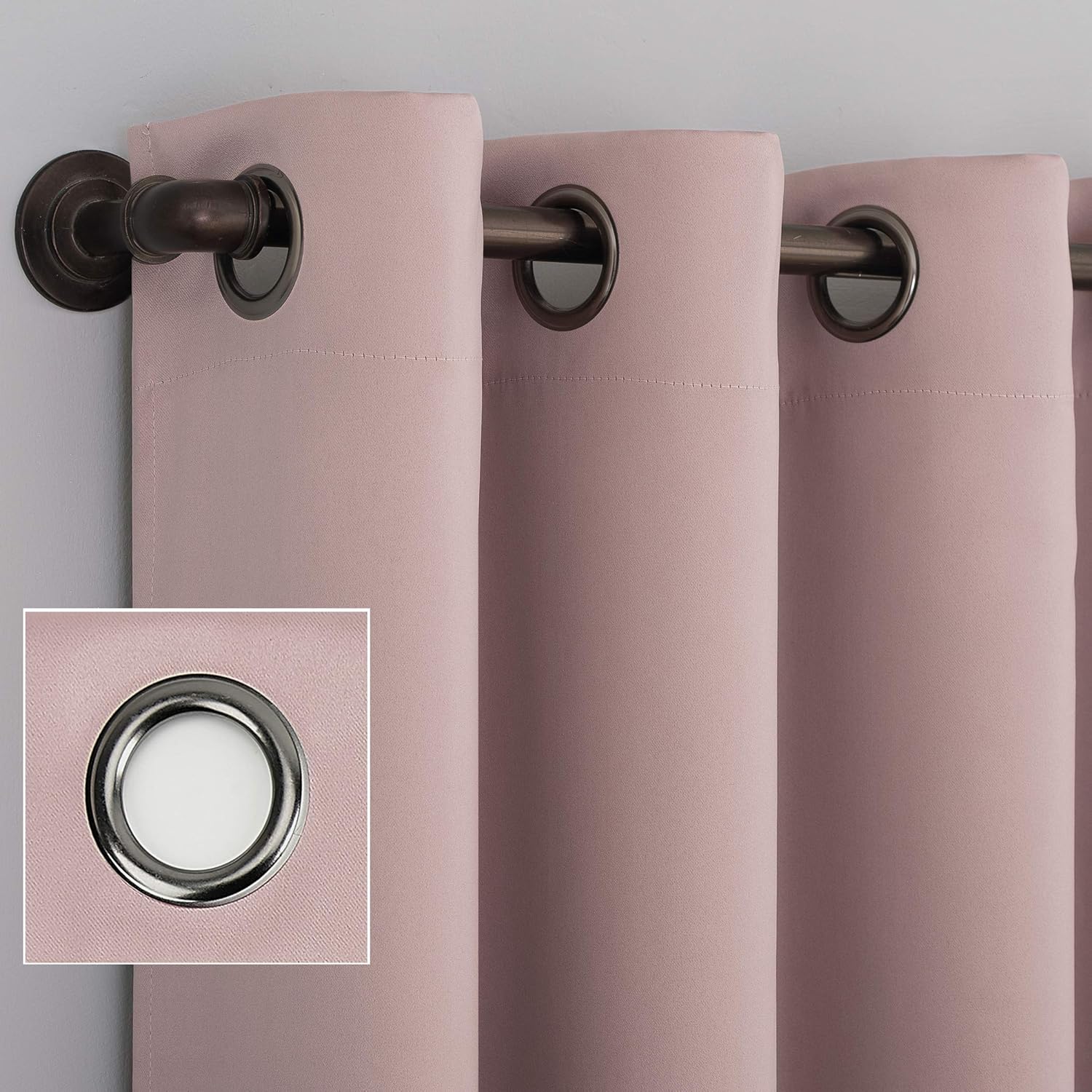 Sun Zero Nordic 2-pack Theater Grade Extreme 100% Blackout Grommet Curtain Panel Pair, 52" x 63", Blush Pink