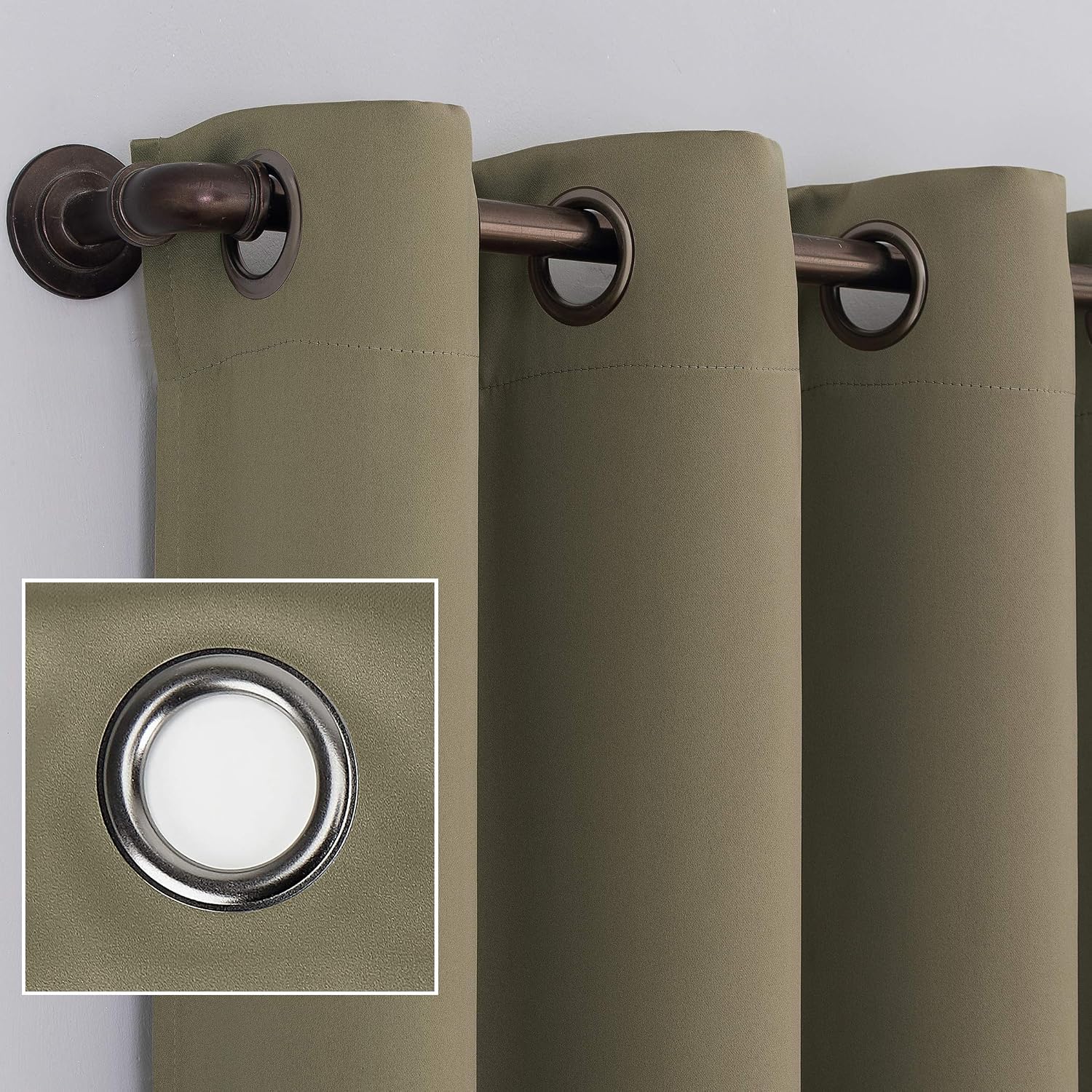 Sun Zero Nordic 2-pack Theater Grade Extreme 100% Blackout Grommet Curtain Panel Pair, 52" x 108", Olive