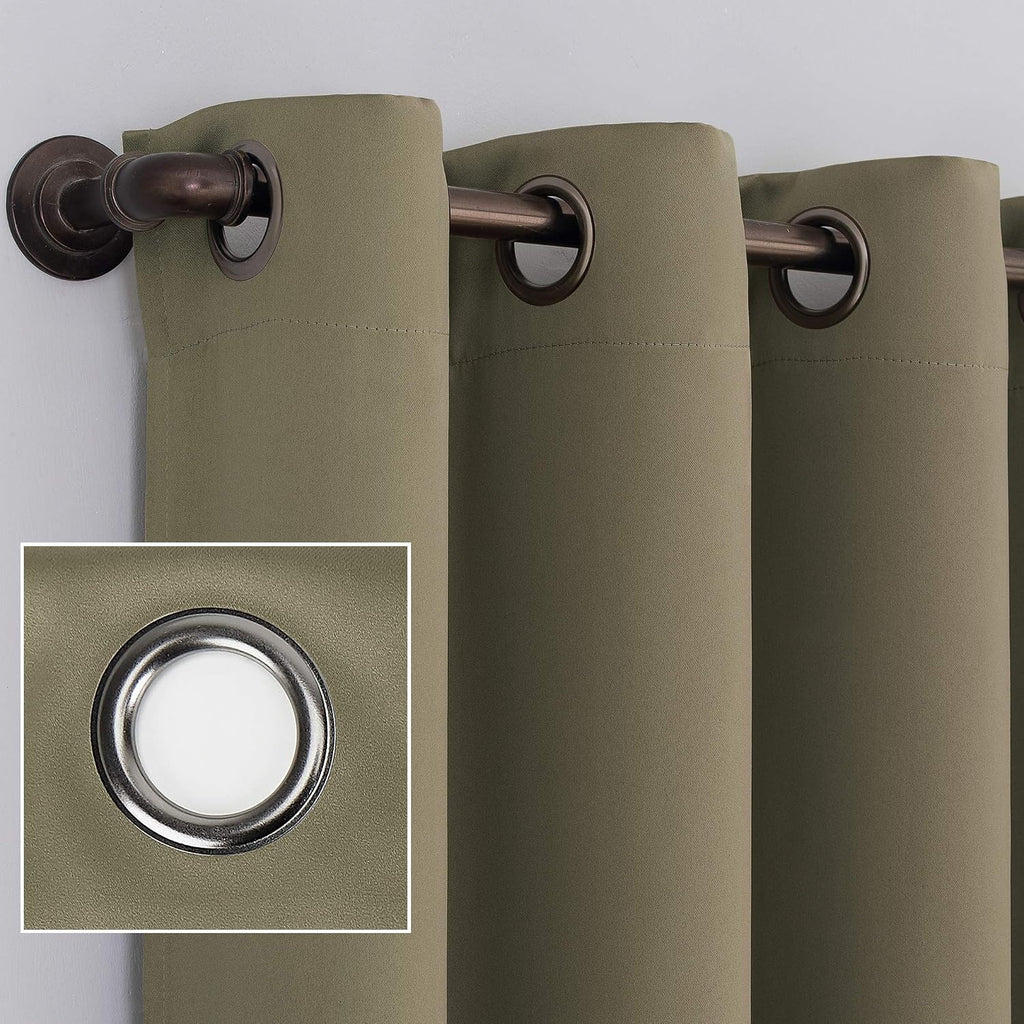 Sun Zero Nordic 2-pack Theater Grade Extreme 100% Blackout Grommet Curtain Panel Pair, 52" x 63", Olive