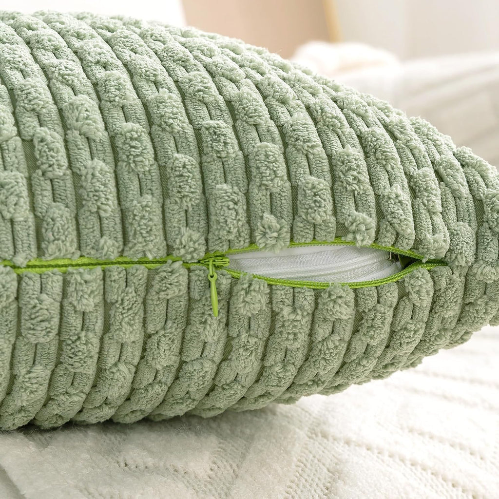 Cozoomy Set of 4 Sage Green Decorative Throw Pillow Covers 26x26 Inch Corduroy Pillow Covers for Bed Couch Sofa Living Room Soft Square Cus…