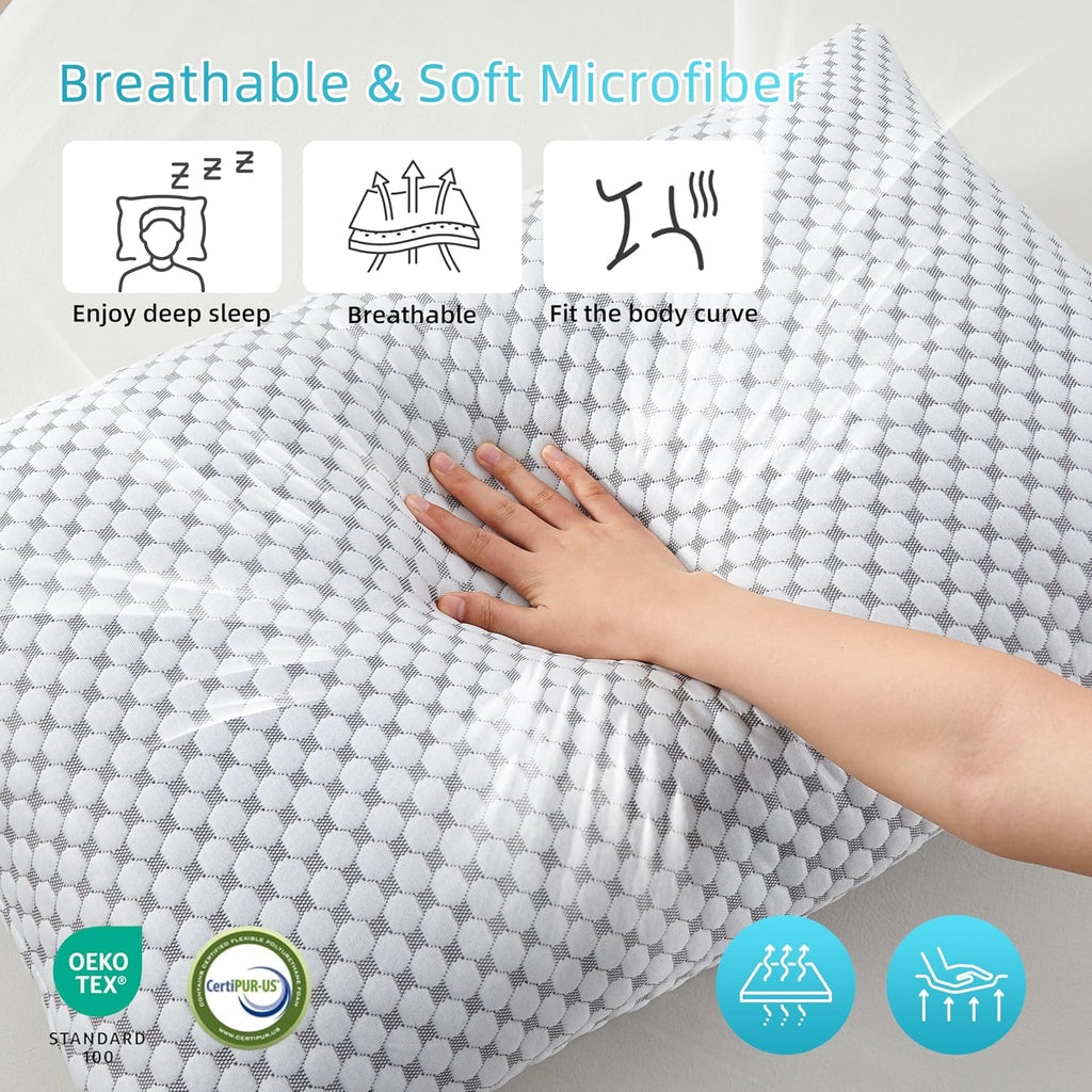 Saphreas Cooling Bed Pillows Standard for Sleeping, Luxury Hotel Shredded Memory Foam Pillows for Side Back Stomach Sleepers, Cool Firm Pil…