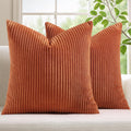 Mecatny Corduroy Fall Decorative Throw Pillow Covers 18x18 Set of 2 for Sofa Living Room, Soft Burnt Orange Neutral Boho Couch Pillow…