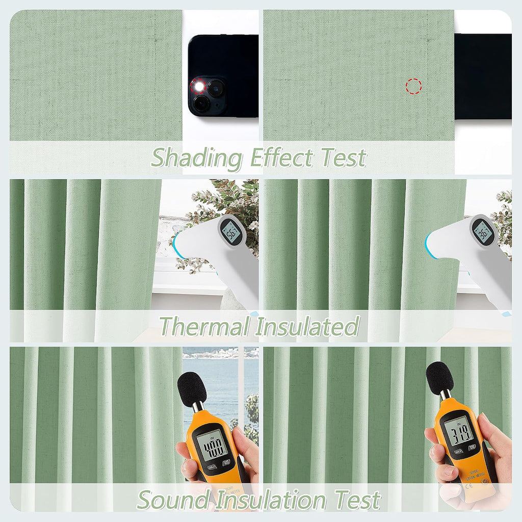 Guken 100% Blackout Curtains 120 Inch Length 2 Panels Set for Living Room Bedroom Back Tab Thermal Insulated Black Out Linen Drapes Room Da…