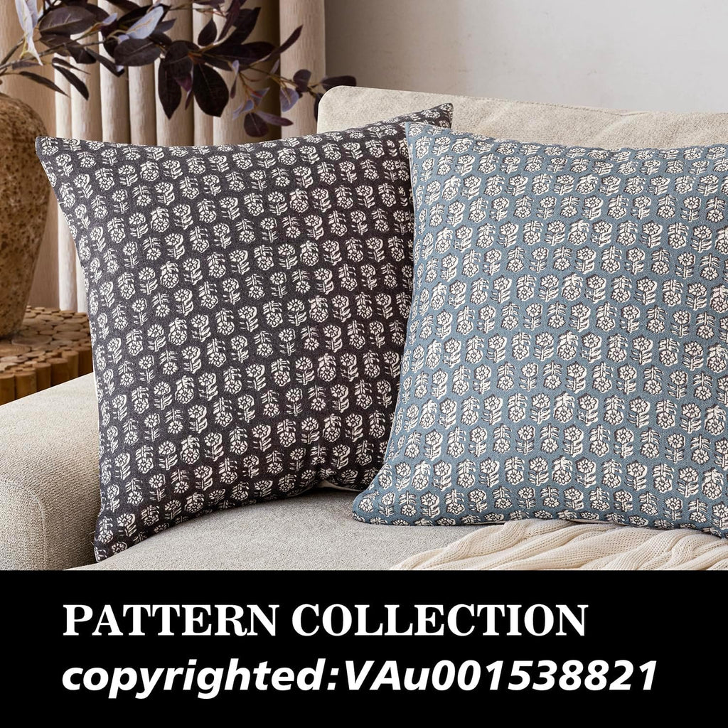 Foindtower Set of 2 Decorative Neutral Floral Print Throw Pillow Covers Vintage Accent Farmhouse Cushion Covers Boho Home Decor for Sofa…