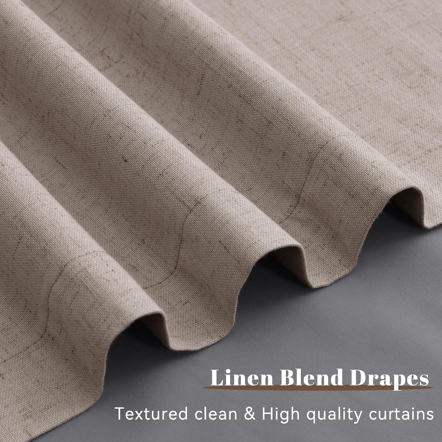 Guken Taupe Linen 100% Blackout Curtains for Living Room Bedroom 84 Inch Length 2 Panels Set Cottage Core Farmhouse Light Blocking Thermal…