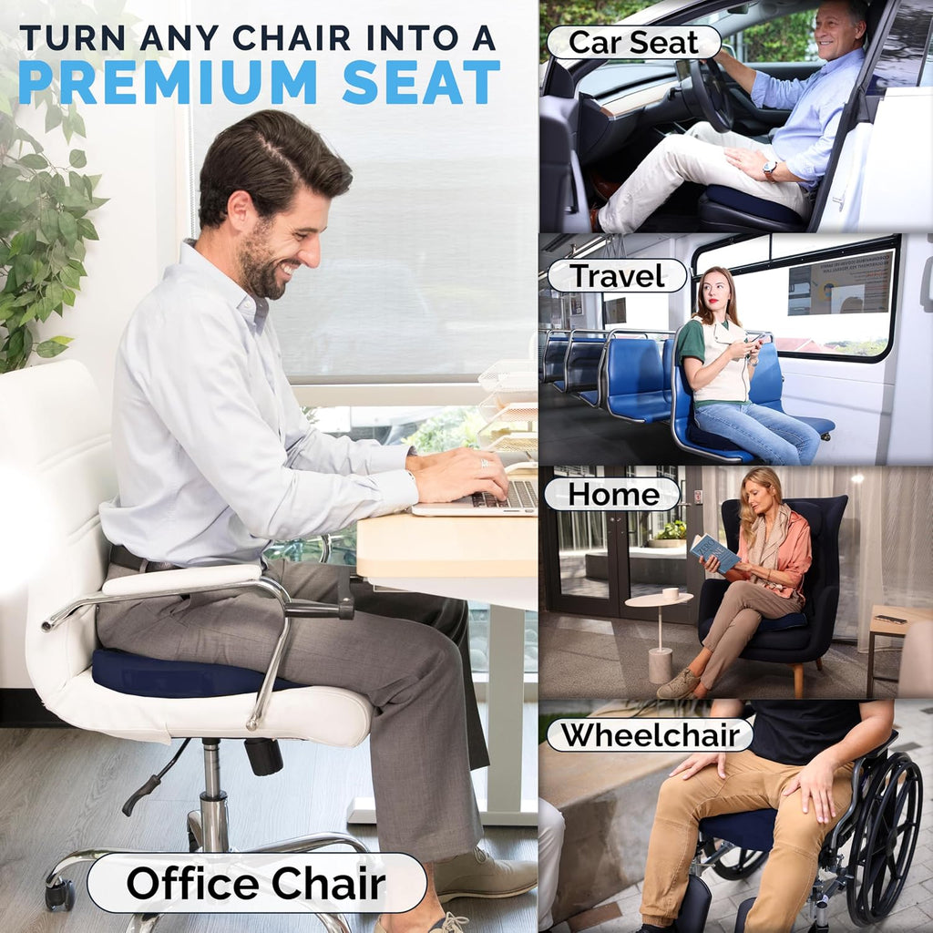 ComfiLife Gel Enhanced Seat Cushion – Office Chair Cushion – Non-Slip Gel & Memory Foam Coccyx Cushion for Tailbone Pain - Desk Chair Car S…
