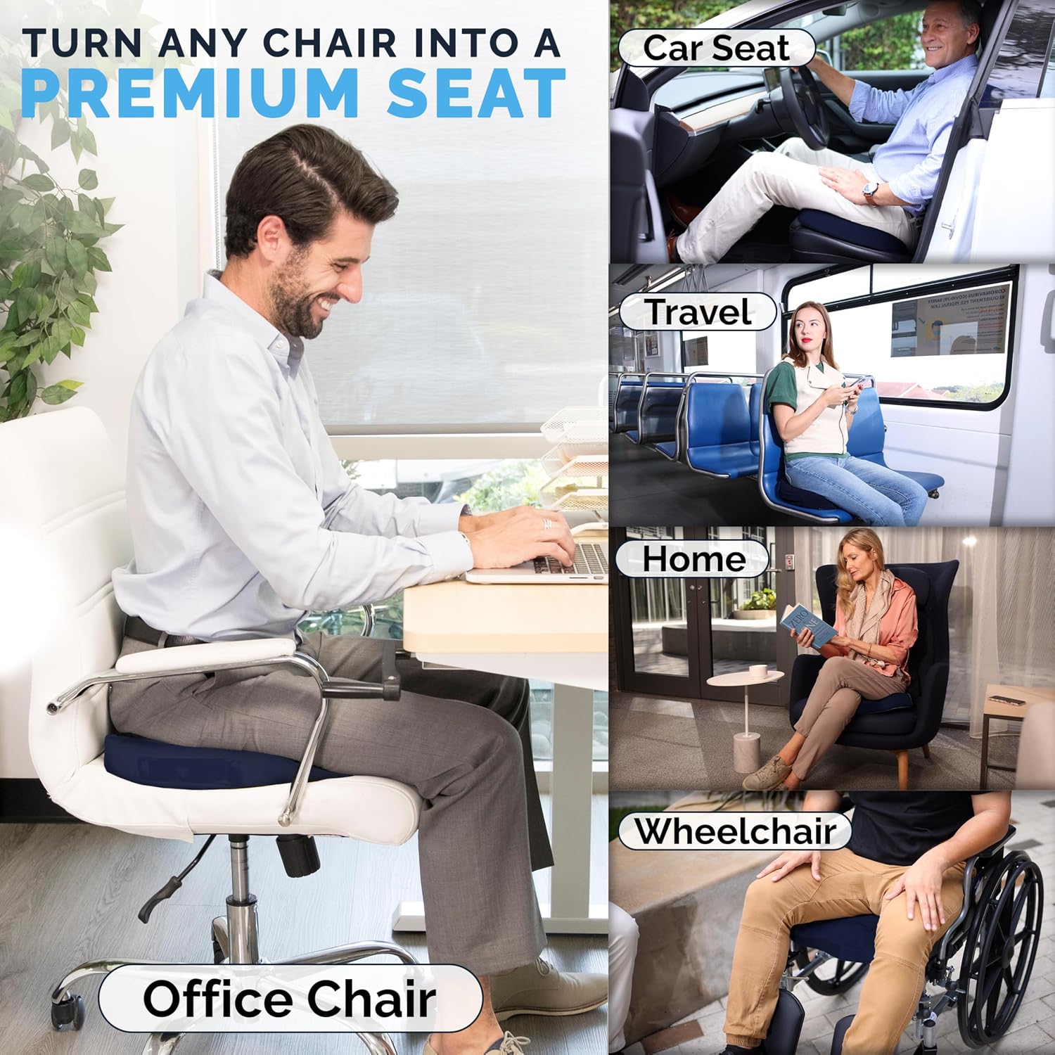 ComfiLife Gel Enhanced Seat Cushion – Office Chair Cushion – Non-Slip Gel & Memory Foam Coccyx Cushion for Tailbone Pain - Desk Chair Car S…