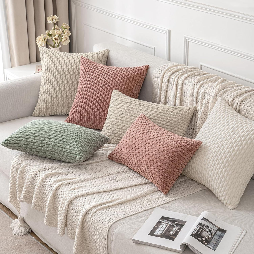 Miulee Christmas Throw Pillow Covers Soft Corduroy Decorative Set of 2 Boho Striped Pillow Covers Pillowcases Farmhouse Home Decor for Couc…