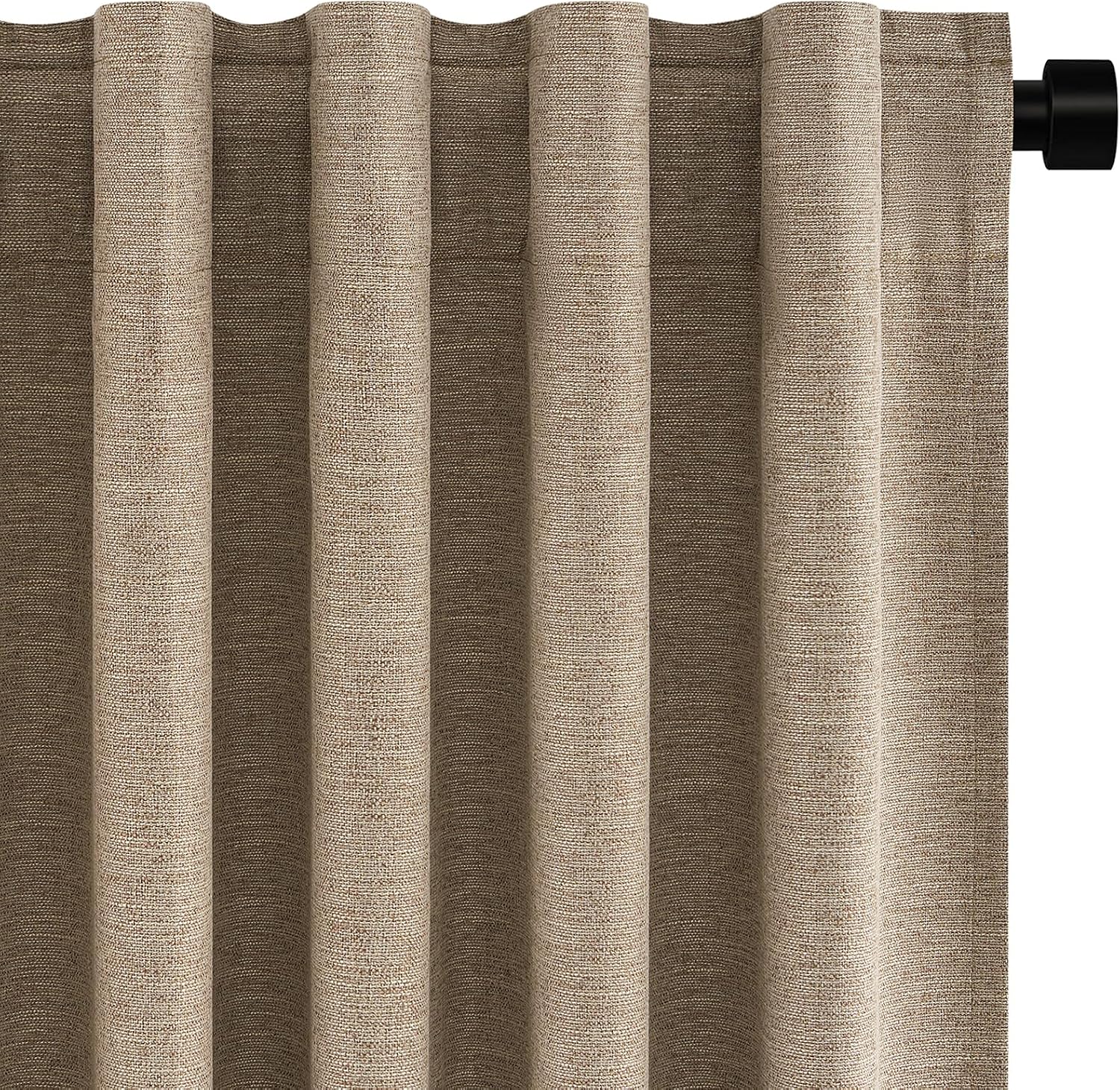 Topfinel Taupe Burlap Linen Blackout Curtains 63 Inches Long 2 Panels for Small Window Boho Farmhouse Linen Blend Texture Insulated Hook Be…