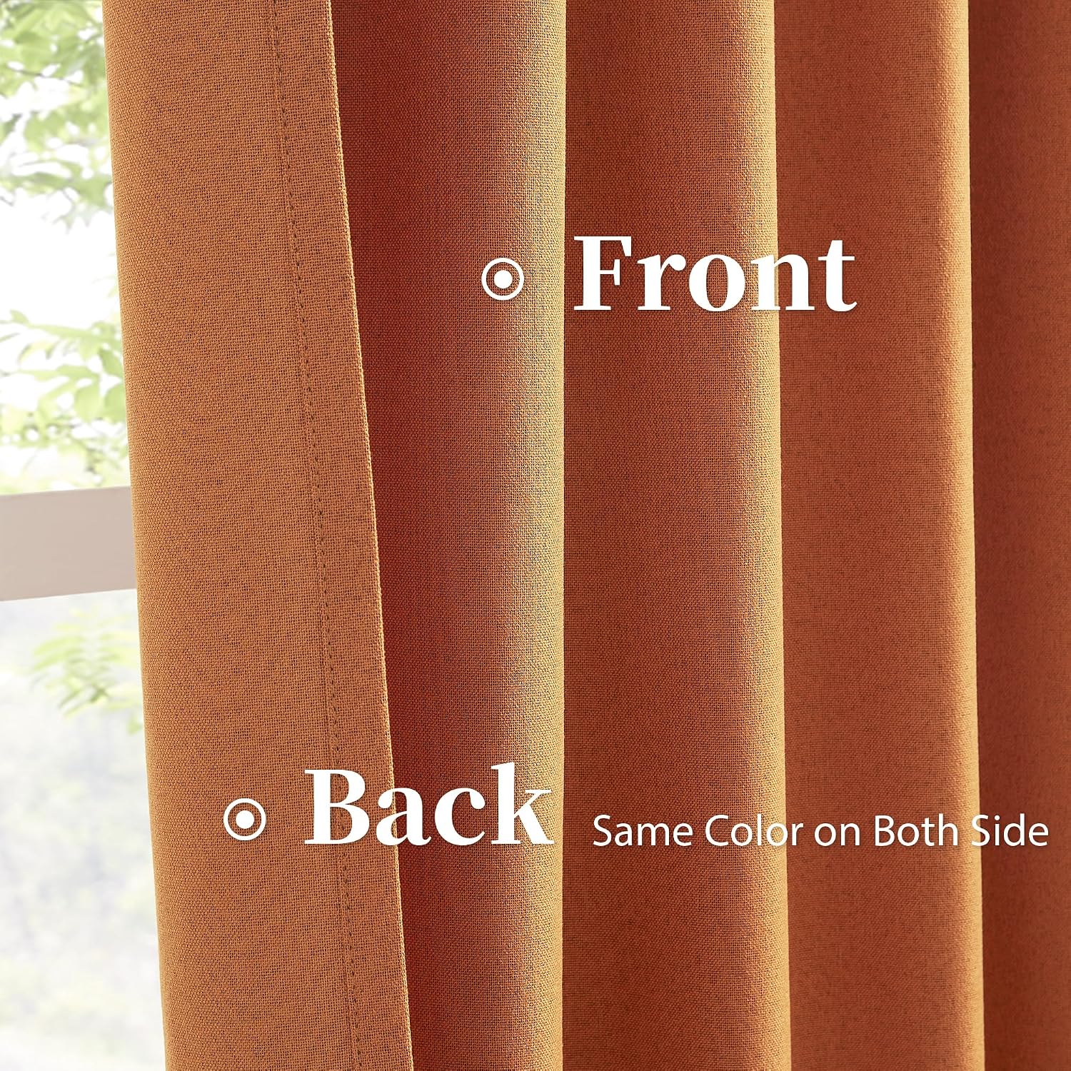 Keqiaosuocai Pumpkin Orange Linen Blackout Curtains 96 Inch Length 2 Panels Set, Back Tab Pocket Hook Belt Curtains for Living Room Boho Fal…