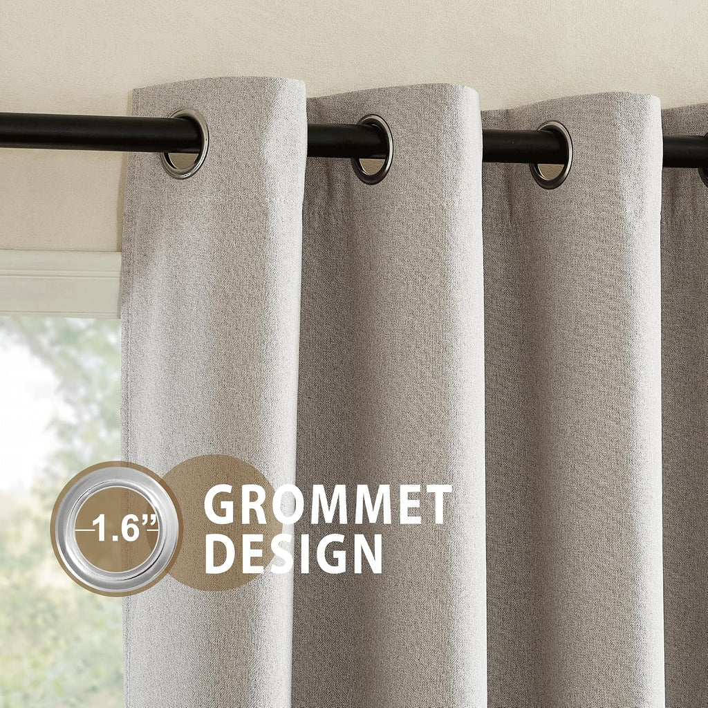 NICETOWN Natural Full Blackout Boho-Chic Faux Linen Curtains 84" Long 2 Panels Set for Cafe Window, 42" Wide, Thick Faux Linen Blend…