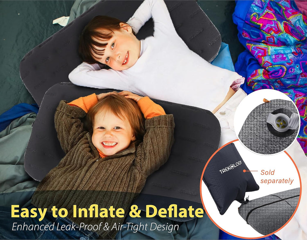 TREKOLOGY Camping Pillow - Large Inflatable (24"x15") for Home-Like Comfort, Portable & Ergonomic, Easy to Clean, Durable & Leak-Proof…