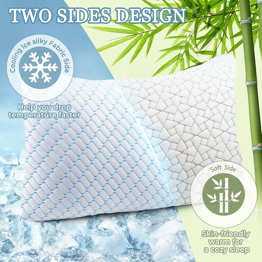 Wolki King Size Pillows Set of 2 - Cooling Pillows 2 Pack, Adjustable Memory Foam Pillow for Side Sleepers, Back, Stomach, Hot Sleepers (20…