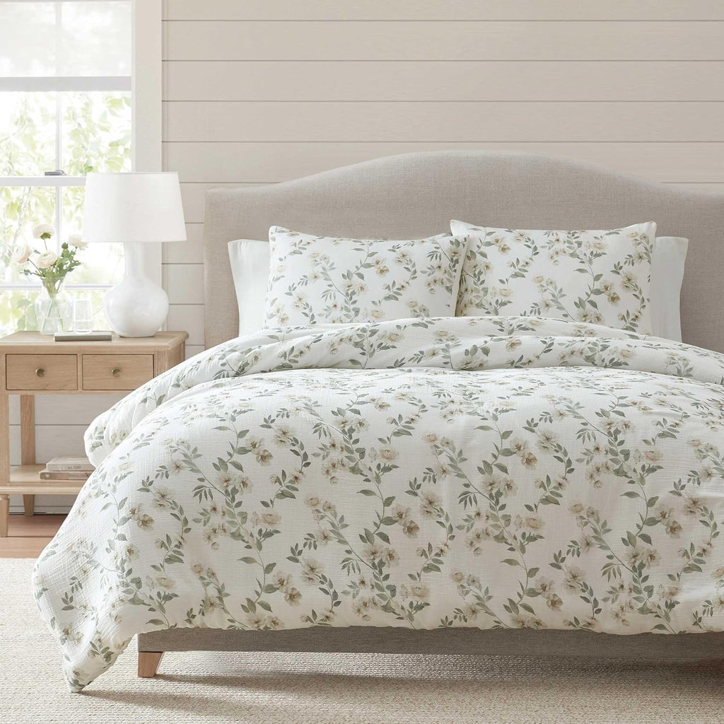 MarthaStewart Martha Stewart - King Duvet Cover Set, Soft Cotton with Crisp & Tailored Naturally Smooth Cotton Percale Reverse, Lightweight…