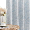 Beauoop Blue Floral Jacquard Blackout Curtains 90 Inches Long 2 Panels for Bedroom Living Room Polyester Flower Room Darkening Thermal…