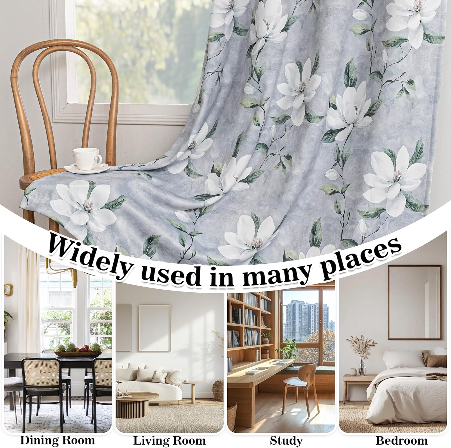 Myskyhome MYSKY HOME Floral 95% Blackout Curtains 84 Inches Long 2 Panels Set for Living Room - Thermal Insulated Black Out Flower Pattern…