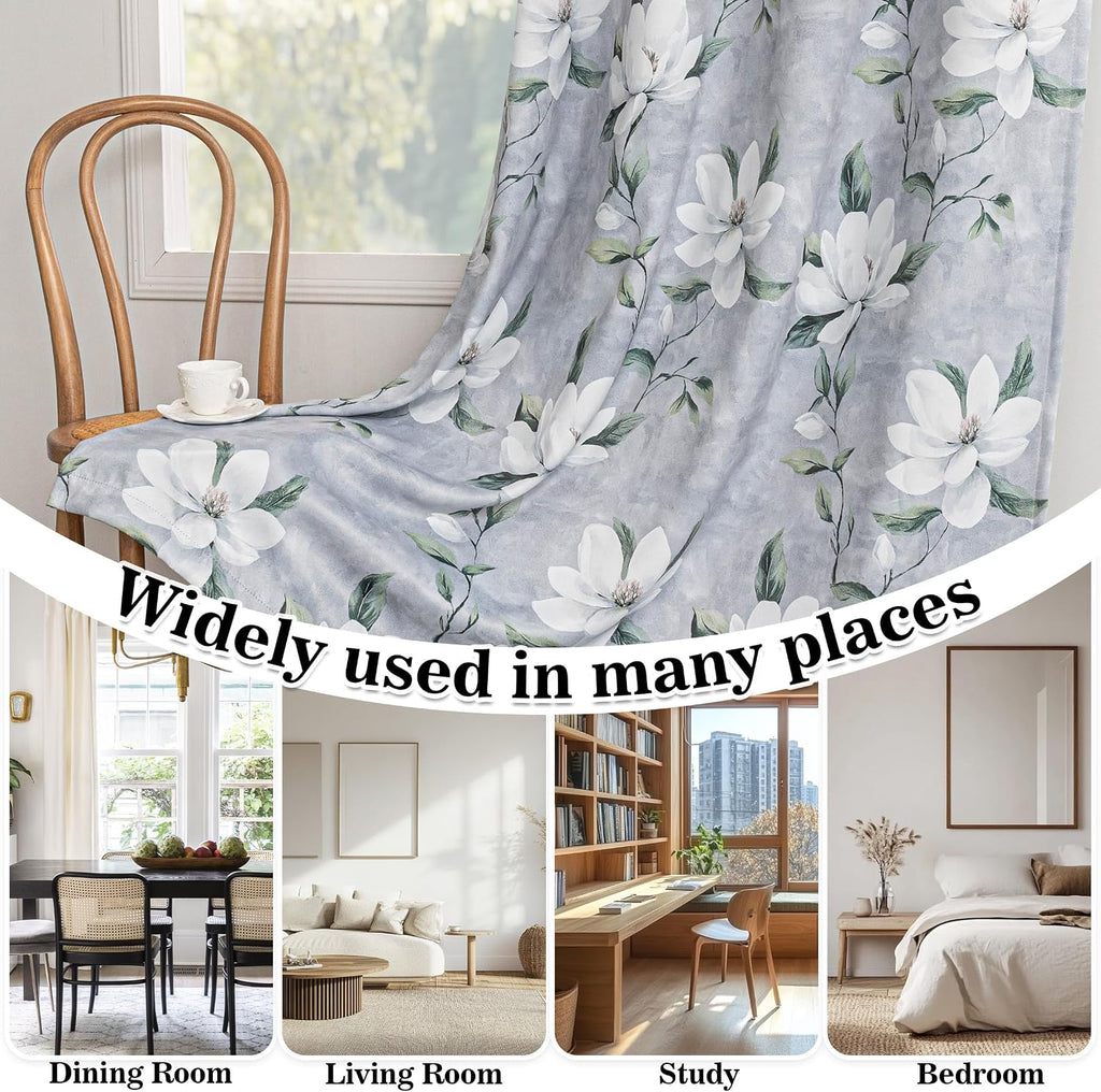 Myskyhome MYSKY HOME Floral 95% Blackout Curtains 90 Inches Long 2 Panels Set - Thermal Insulated Black Out Flower Pattern Printed Drapes G…