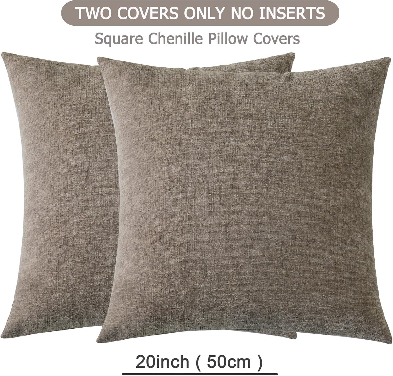Gawamay Decorative Square Throw Pillow Covers 20"x20" Inch Set of 2, Super Soft Chenille Pillows Farmhouse Fall Pillowcase for Living Room…