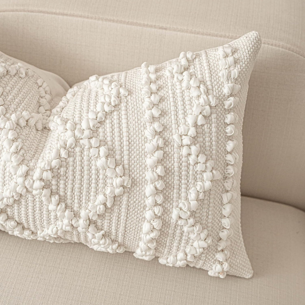BlissBlush Pure White Decorative Lumbar Pillow Cover 14x24, Boho Accent Throw Pillow Case for Couch Sofa Bed, Modern Farmhouse Textured…