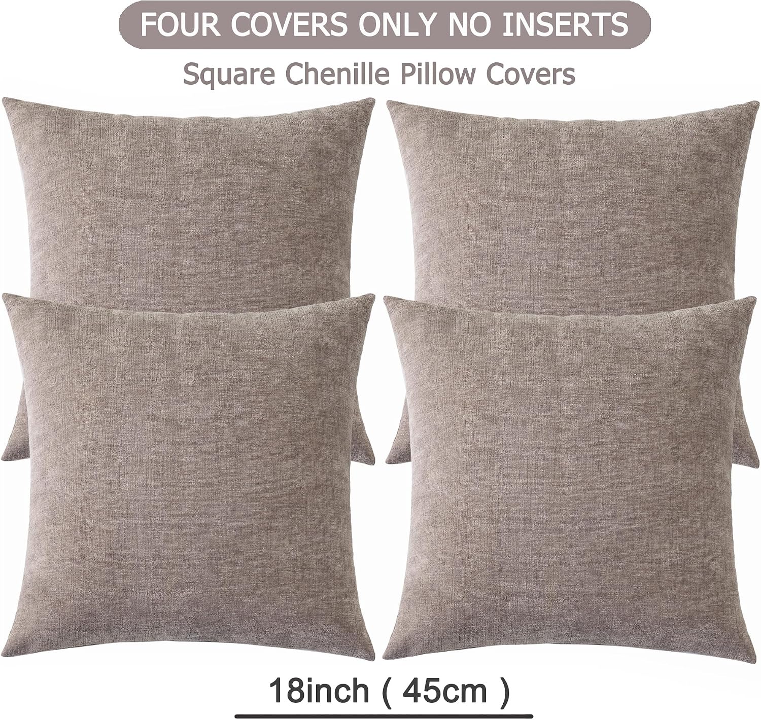 Gawamay Decorative Square Throw Pillow Covers 18"x18" Inch Set of 4, Super Soft Chenille Pillows Cover Fall Pillowcase for Living Room Bedr…