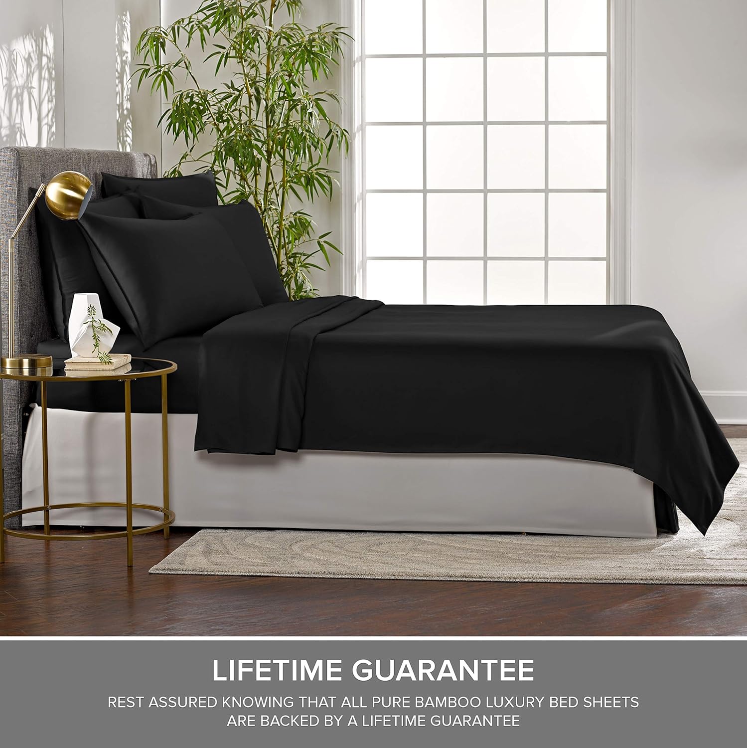 PureBamboo Pure Bamboo California King Sheets, Genuine 100% Organic Viscose Derived from Bamboo Bed Sheet Set, Soft & Cooling, Double Stitc…