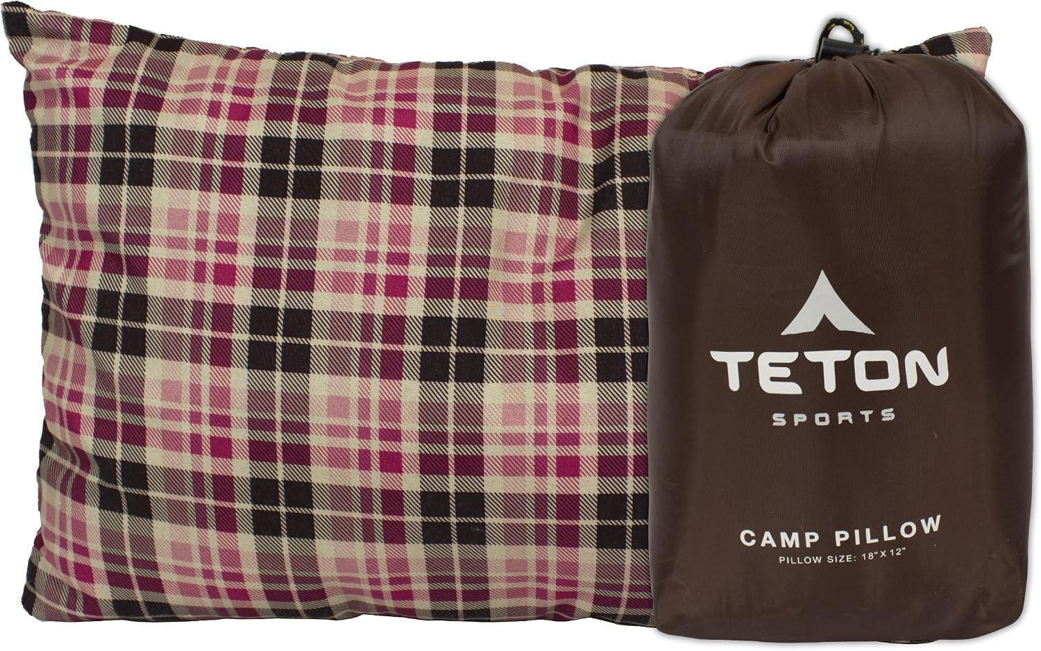 Teton Sports Camp Pillow; Great for Travel, Camping and Backpacking; Washable, Brown 1 Count Cotton