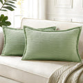 decorUhome Summer Corduroy Sage Green Throw Pillow Covers 12x20 Set of 2 Decorative Soft Boho Farmhouse Lumbar Couch Pillow Covers for Livi…