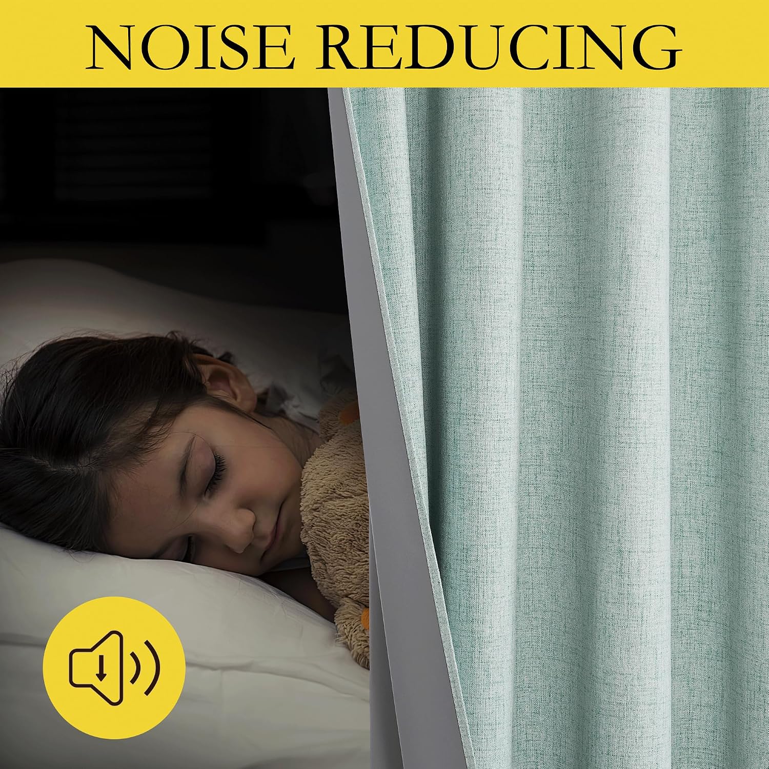 NICETOWN 100% Absolutely Blackout Linen Curtains with Thermal Insulated Liner, Seafoam Green, 52" Wide, 102" Length Energy Saving…