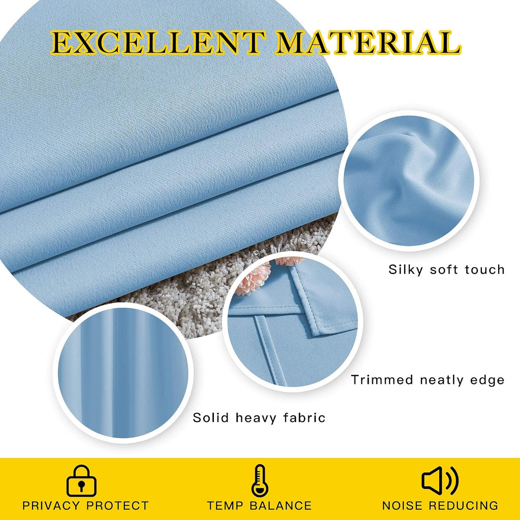 Nicetown Sky Blue Blackout Curtains - Home Decor Window Treatment Ring Top Blackout Draperies Curtains for Living Room (2 Panels, 52 by 84,…