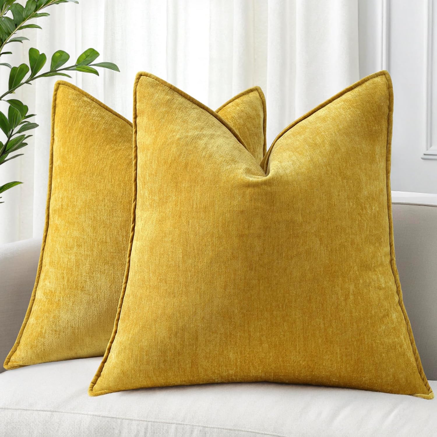 decorUhome Summer Couch Throw Pillow Covers 16x16 Set of 2, Decorative Soft Velvet Modern Cozy Chenille Pillow Cases with Elegant Design fo…