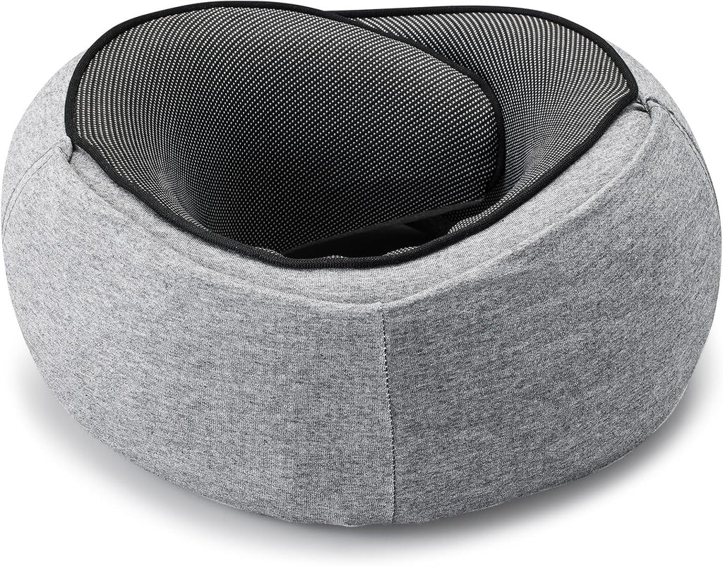 Travel Pillow with Hood (Light Gray) - for Airplane Travel and Car Ride Nap, Foldable Hood, Slow-Rebound Memory Foam, 360 Ergonomic…