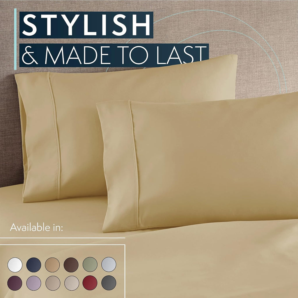 HCCollection HC Collection Queen Pillow Cases Set of 2- Microfiber, Extra Soft Pillowcases - easy maintenance & Machine Washable - Beige…